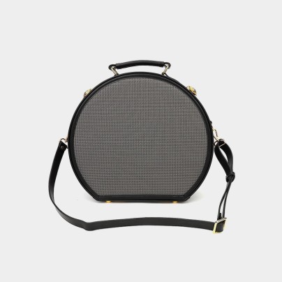 Retro checkered pattern sturdy and portable hat box