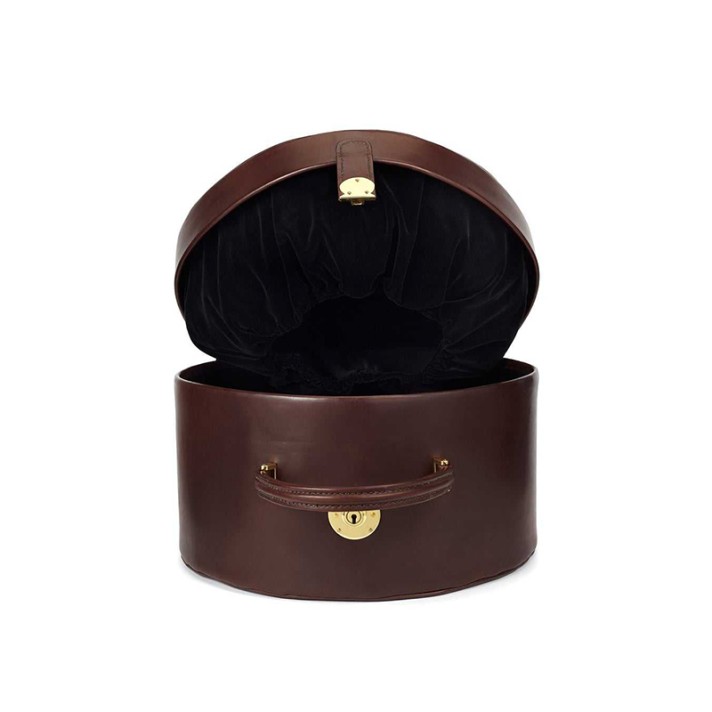 Classic large-capacity portable leather hat case
