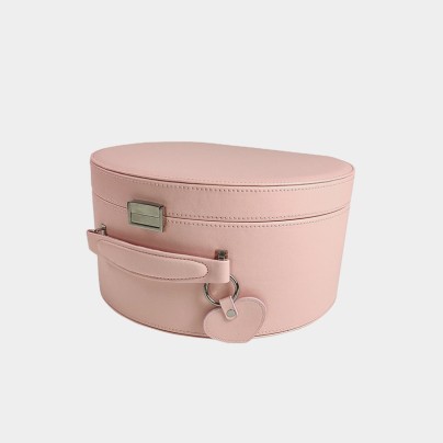 Pink large-capacity leather hat box