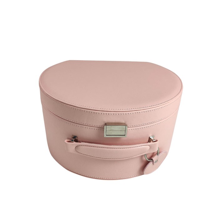 Pink large-capacity leather hat box
