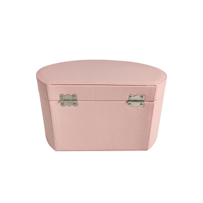Pink large-capacity leather hat box