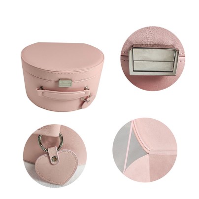 Pink large-capacity leather hat box