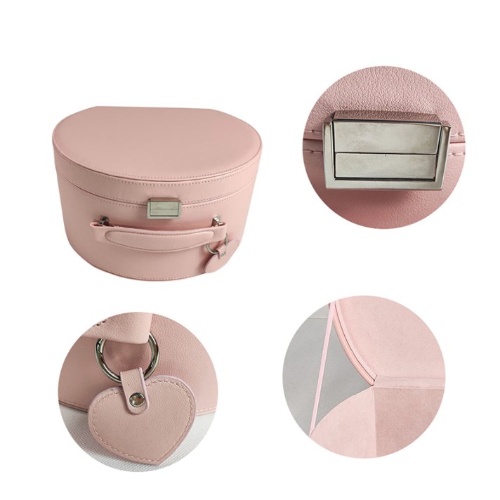 Pink large-capacity leather hat box